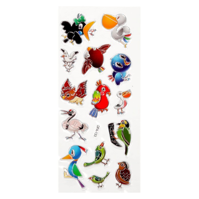 Наклейка пластик "Животные" с серебристой обводкой 21,5х7 см МИКС