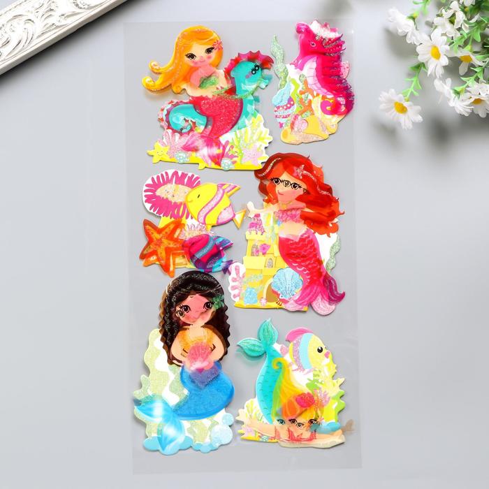 Наклейка пластик объёмная 5D "Весёлые картинки" 45х20 см МИКС