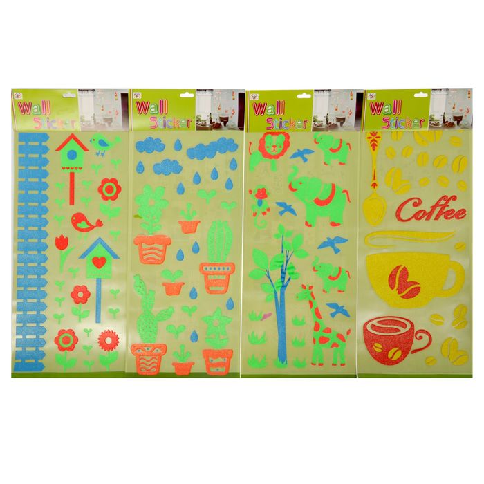 Наклейка интерьерная фосфорная с блеском "Неон" МИКС 61,5х25 см