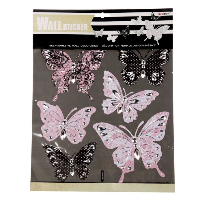 Наклейка интерьерная пластик "Бабочки" МИКС 39х30,5 см