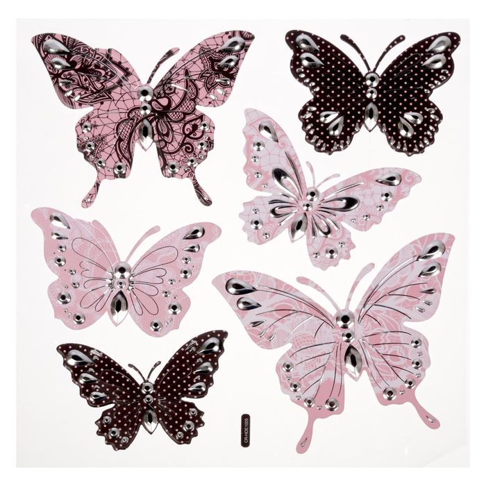 Наклейка интерьерная пластик "Бабочки" МИКС 39х30,5 см