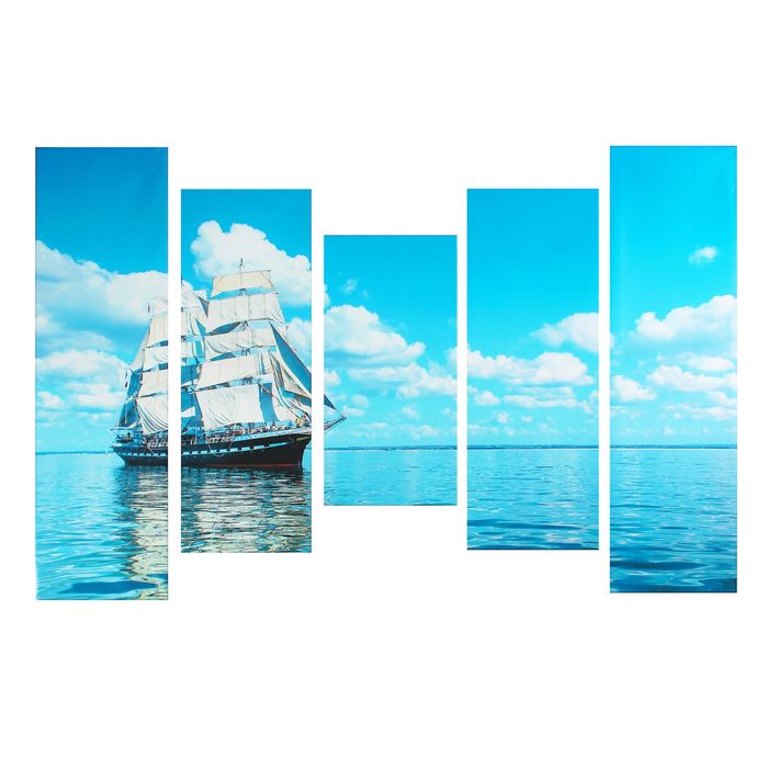 Модульная картина на подрамнике "Морская гладь", 2 — 60×30, 2 — 80×30, 1 — 100×30 см, 150×100