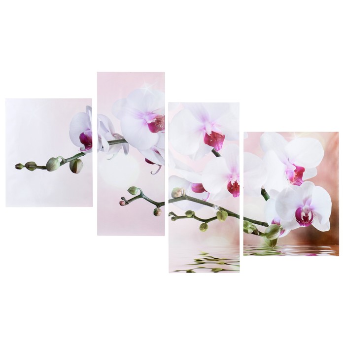 Модульная картина на подрамнике "Орхидея", 1 — 40×50, 2 — 30×75, 1 — 42×56, 145×80