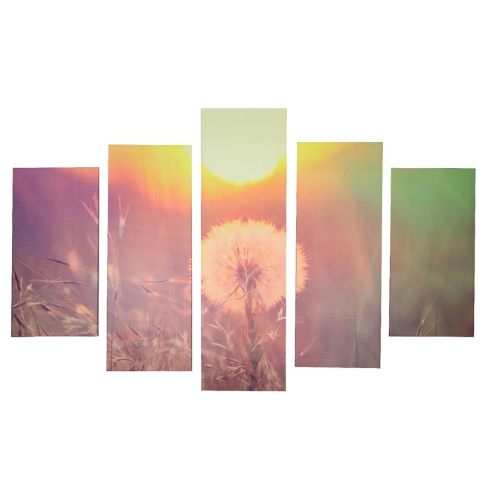 Модульная картина на подрамнике "Одуванчик", 2 — 60×30 см, 2 — 80×30 см, 1 — 100×30, 150×100