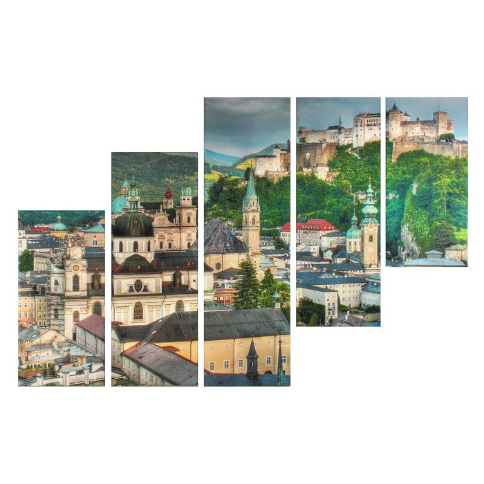 Модульная картина на подрамнике "Старый город", 2 — 60×30 см, 2 — 80×30 см, 100×30 см, 150×100