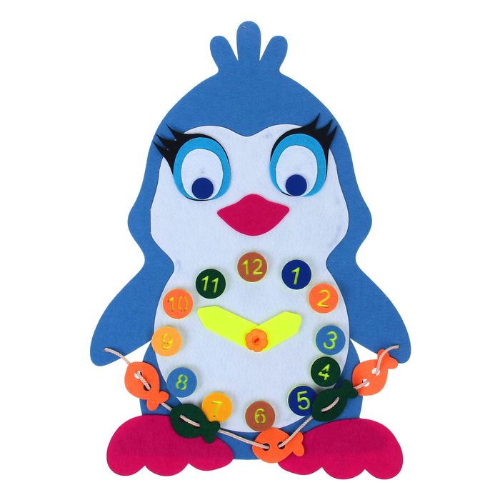 Развивающий коврик с часиками, 48*35 см. фетр Ф018