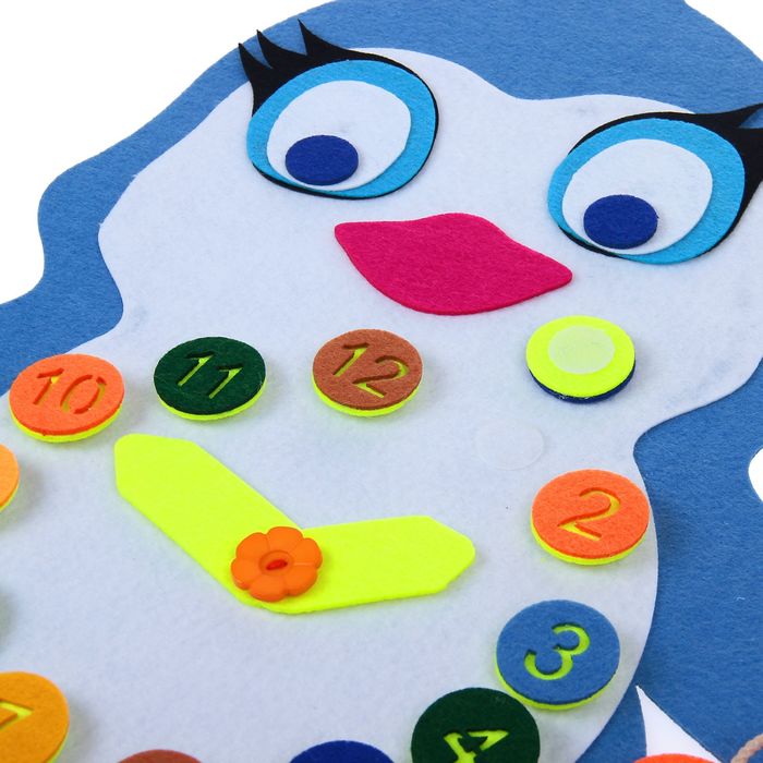 Развивающий коврик с часиками, 48*35 см. фетр Ф018