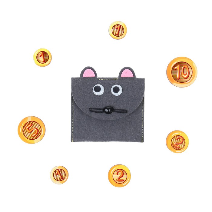 Кошелёк с монетами "Мышка", монеты 2,5-4 см