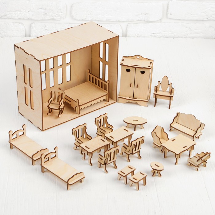 Набор мебели для домика, 20 предметов, для кукол 7-9 см