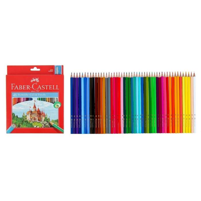 Карандаши 48 цветов Faber-Castell ECO «Замок» 7/2.8 шестигранный корпус, с точилкой карандаши 36 цветов faber castell замок шестигранный корпус 3 двухцветных карандаша чернографитный карандаш точилка