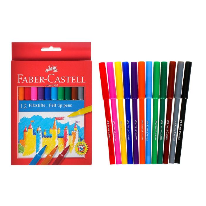 Фломастеры 12 цветов Faber-Castell «Замок» в картонной коробке