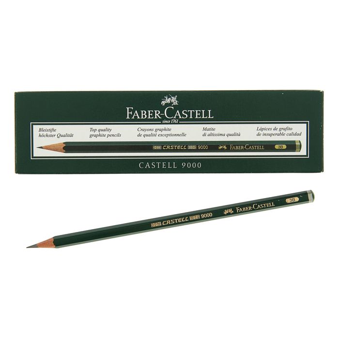 Карандаш художественный чёрнографитный Faber-Castel CASTELL® 9000 профессиональные 3B зелёный