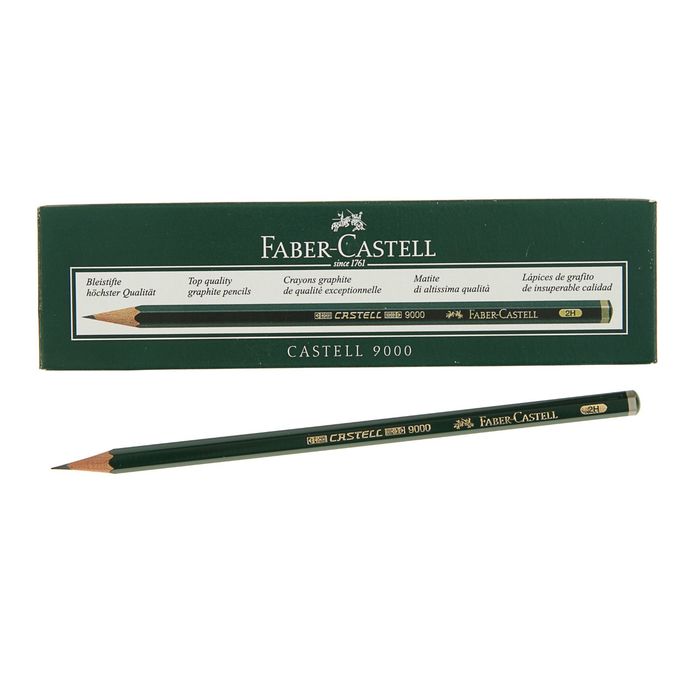 Карандаш художественный чёрнографитный Faber-Castel CASTELL® 9000 проф. 2H зелёный 119012