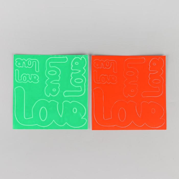 Светоотражающая наклейка "Любовь", 14*14см, 5шт на листе, цвет МИКС