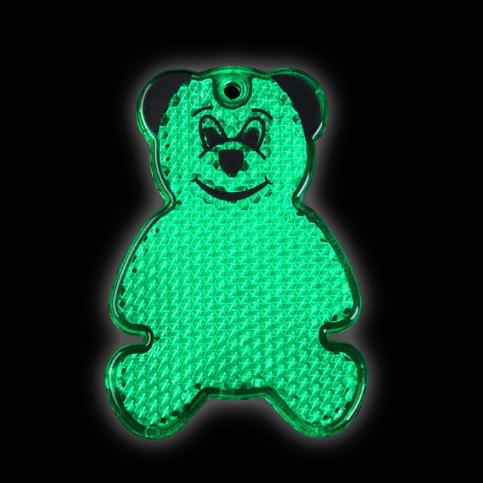 Светоотражатель "Медведь", 6,5*4,5см, цвет зелёный