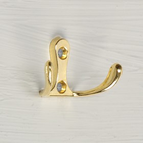 Крючок мебельный KM206GP, двухрожковый, цвет золото