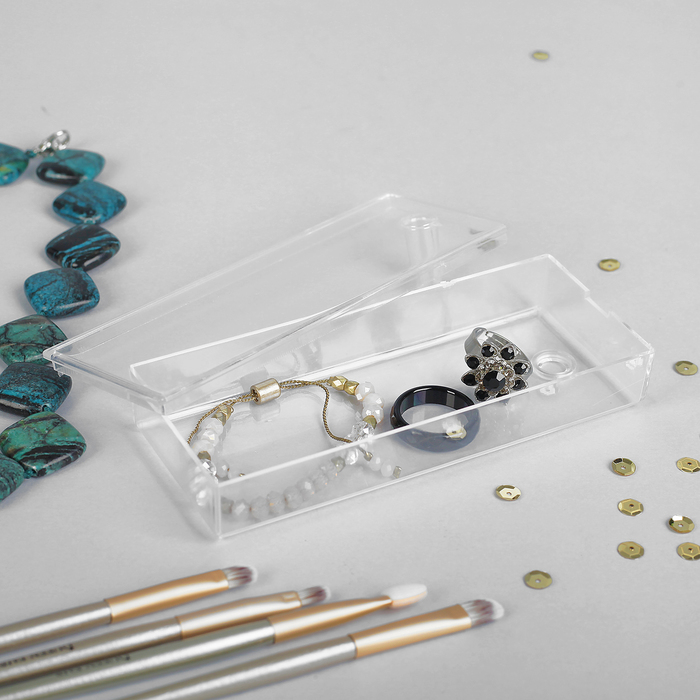 Ёмкость для хранения мелочей 13*5.3, оргстекло, цвет прозрачный