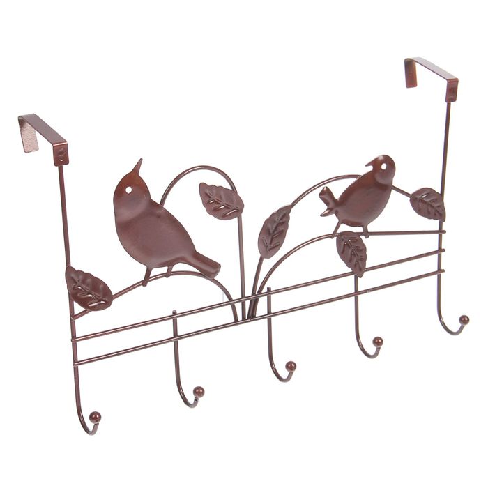 Вешалка надверная, 5 крючков "Певчие птицы" 30х19х7 см, цвет МИКС  (ширина двери 4,9 см)