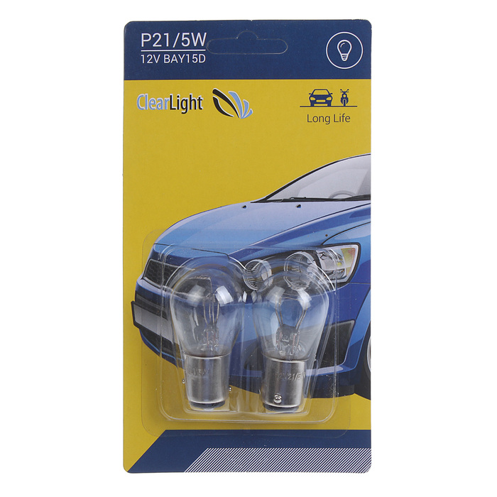 Галогенная лампа Clearlight P21/5W, BAY15D, 12 В, набор 2 шт