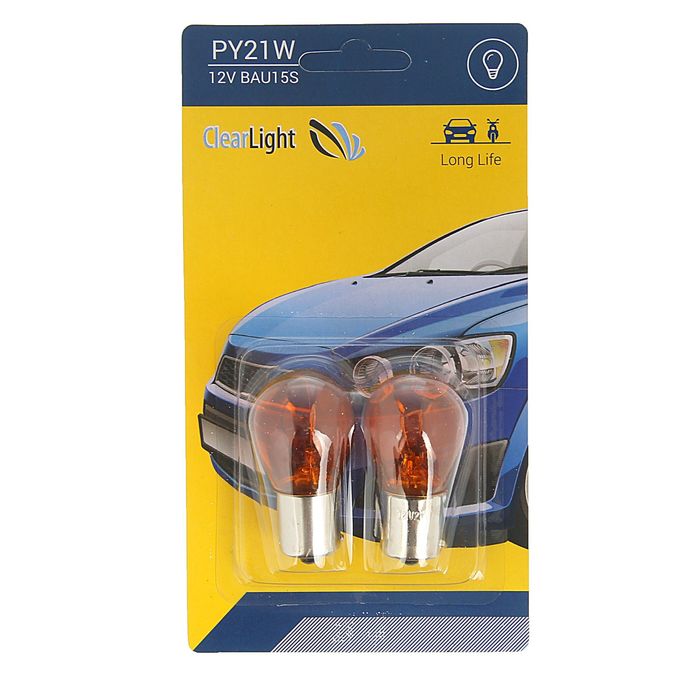 Галогенная лампа Clearlight PY21W, BAU15S, 12 В, набор 2 шт