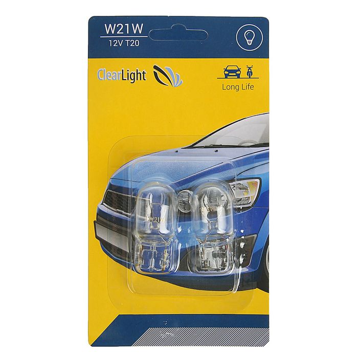 Галогенная лампа Clearlight W21W, Т20 12 В, набор 2 шт