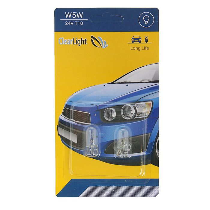 Галогенная лампа Clearlight W5W, T10, 24 В, набор 2 шт