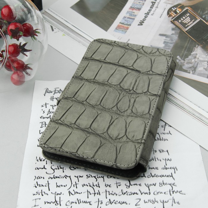 Чехол-книжка "Norton" для телефона универсальный, 5,2"-5,5", с выдвижным механизмом, рептилия, цвет серый