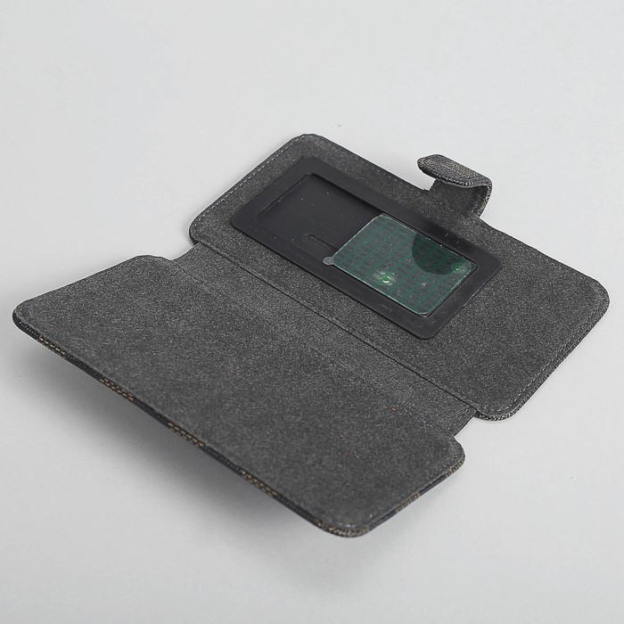 Чехол-книжка "Norton" для телефона универсальный, 5,2"-5,5", с выдвижным механизмом, цвет чёрный/коричневый