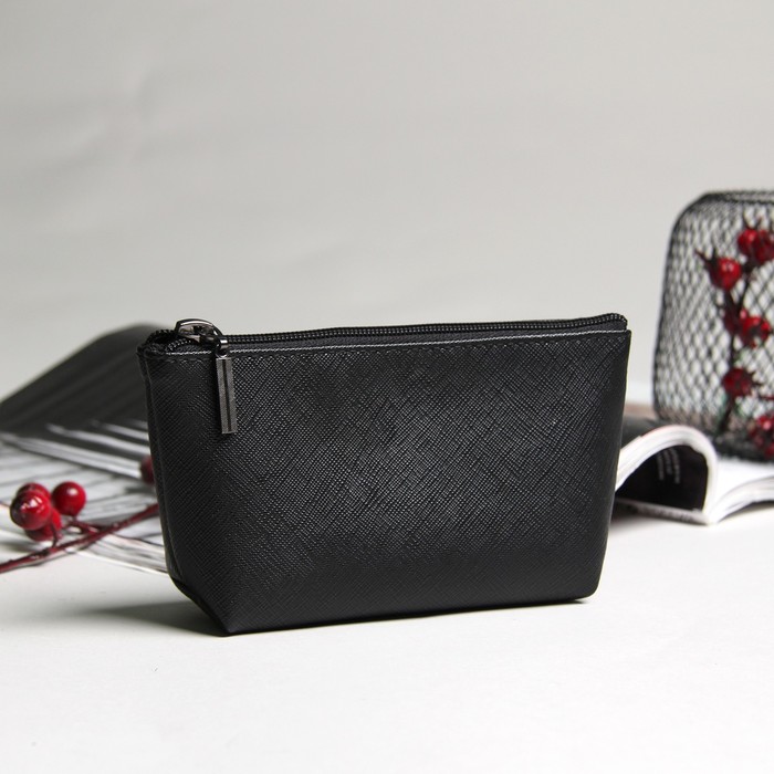 Косметичка простая на молнии, 1 отдел, цвет чёрный