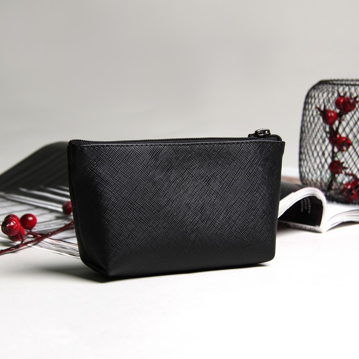 Косметичка простая на молнии, 1 отдел, цвет чёрный