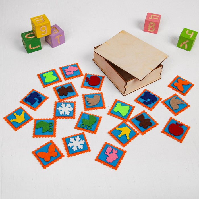 Мемо "Ассорти" в деревянной коробочке, 20 шт., 5 × 5 см