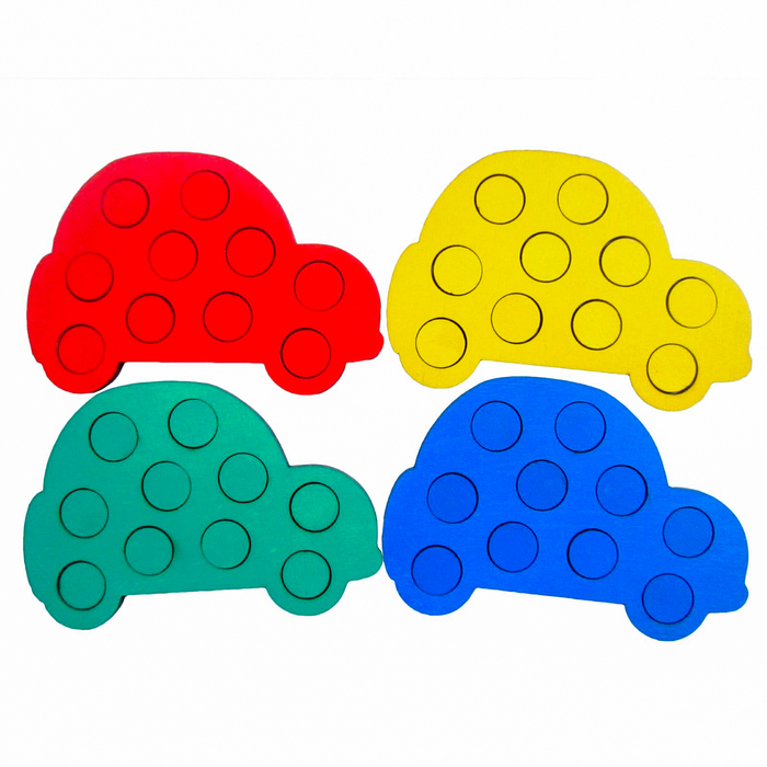 Мозаика "Машины", 4 машины, 40 кружков