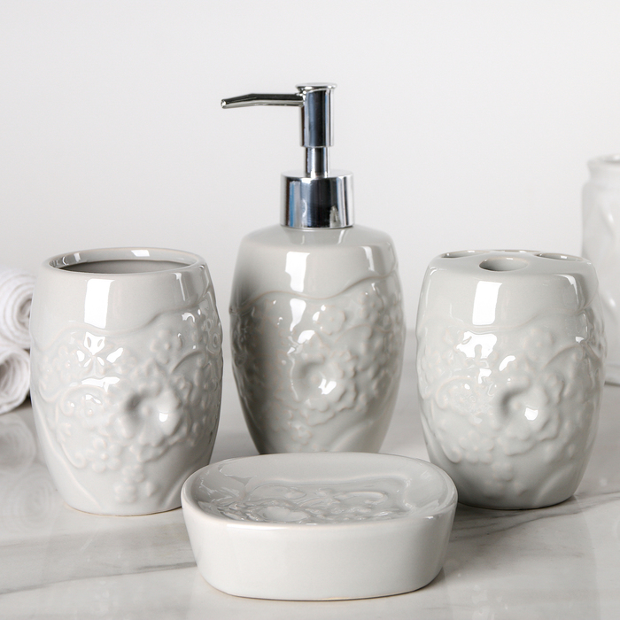Набор аксессуаров для ванной комнаты, 4 предмета "Разводы"