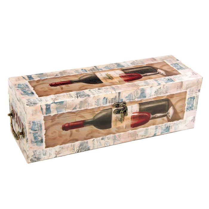 Шкатулка дерево под бутылку "Бутылка вина и бокал" 37х12х12 см