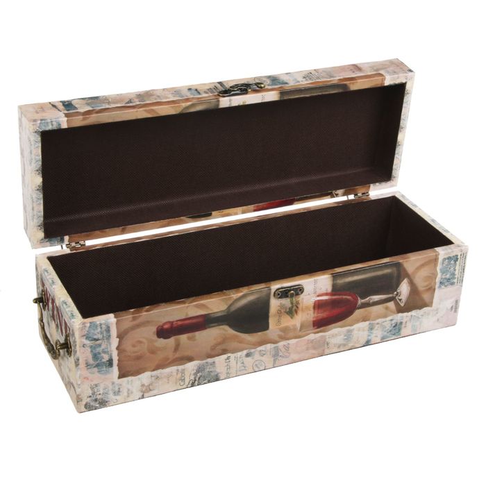 Шкатулка дерево под бутылку "Бутылка вина и бокал" 37х12х12 см