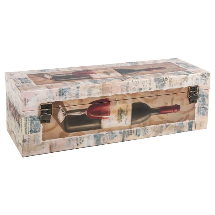 Шкатулка дерево под бутылку "Бутылка вина и бокал" 37х12х12 см