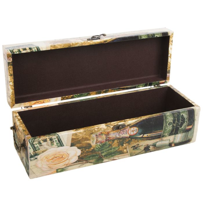 Шкатулка дерево под бутылку "Белое вино и пионы" 37х12х12 см