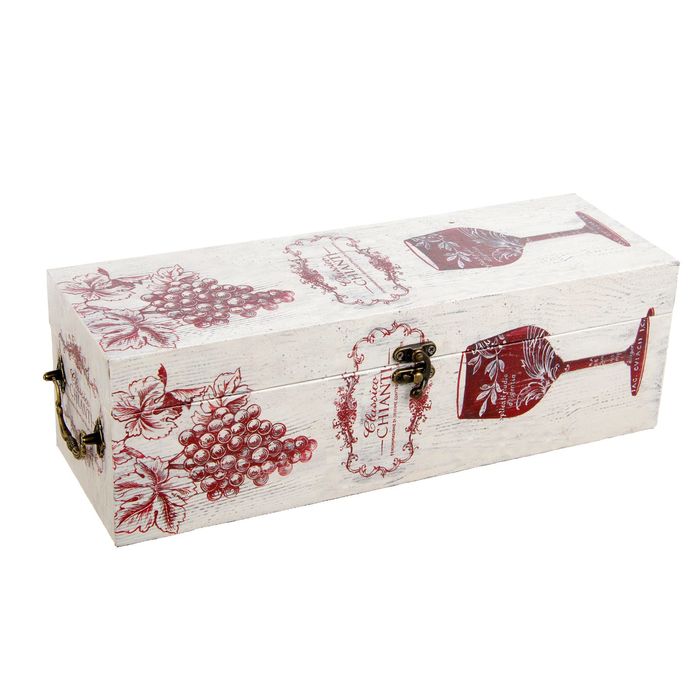 Шкатулка дерево под бутылку "Виноградная лоза и бокал вина" 37х12х12 см