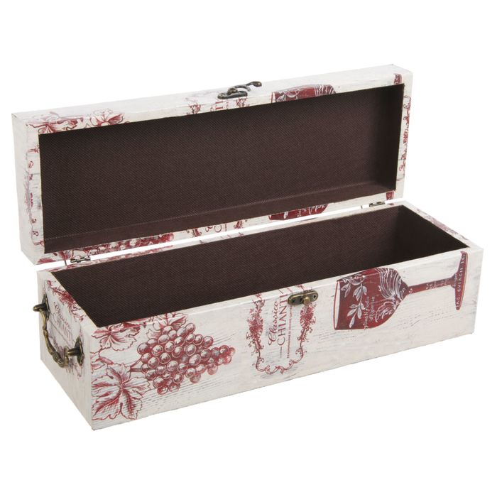 Шкатулка дерево под бутылку "Виноградная лоза и бокал вина" 37х12х12 см