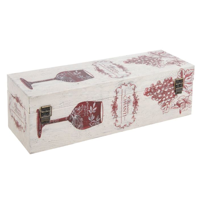 Шкатулка дерево под бутылку "Виноградная лоза и бокал вина" 37х12х12 см