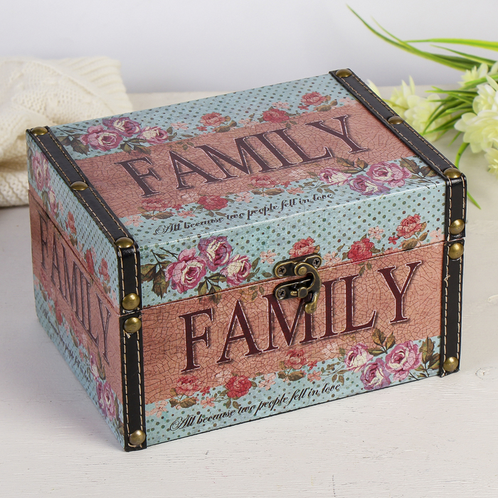 Шкатулка дерево сундучок "Семья. Цветы. Прованс" 12х20х15 см