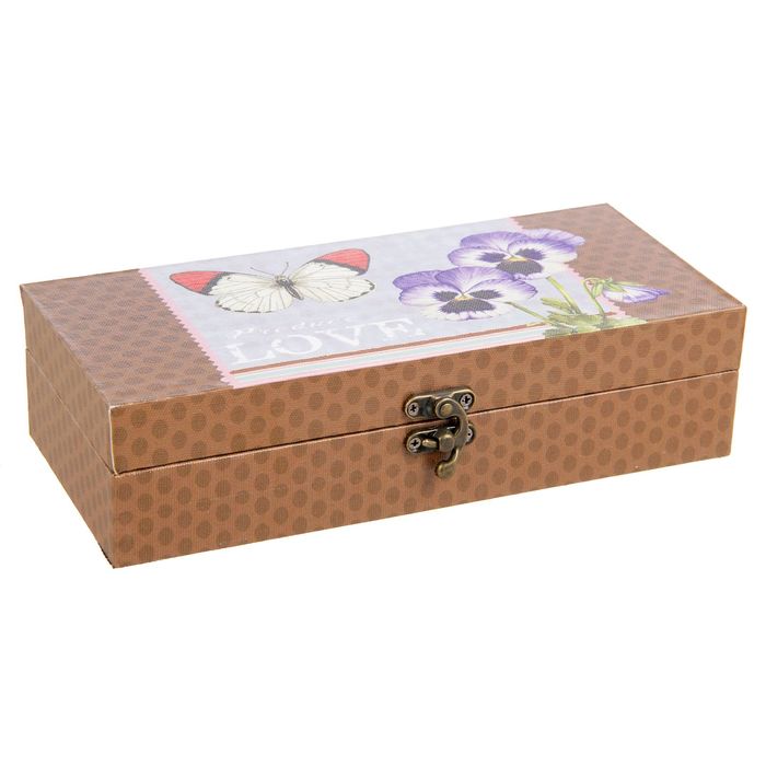 Шкатулка дерево "Анютины глазки" 6х24х11 см