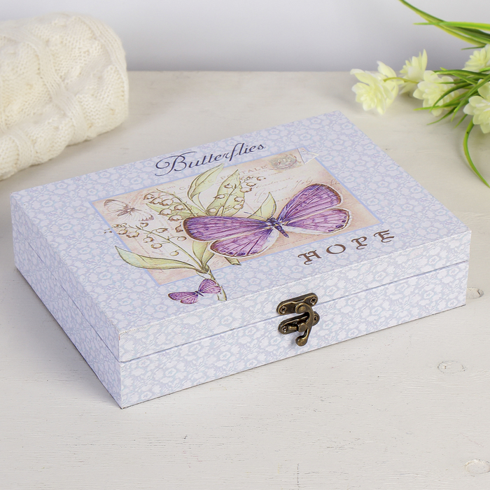Шкатулка дерево "Бабочка. Надежда" 5,5х24х17 см