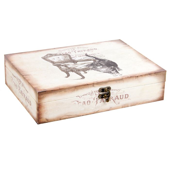 Шкатулка дерево "Кот у кресла" 7х29х21,5 см