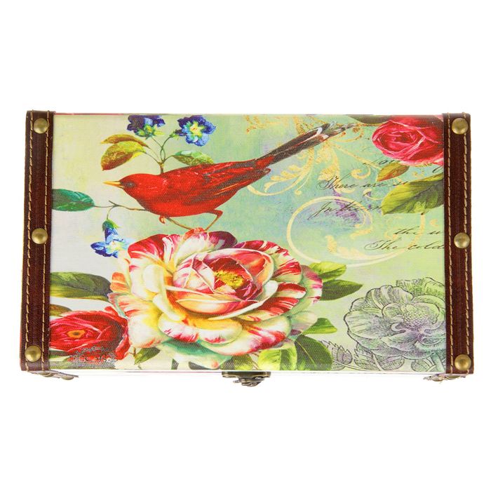 Шкатулка дерево "Птица в цветущем саду" 12х24х14 см