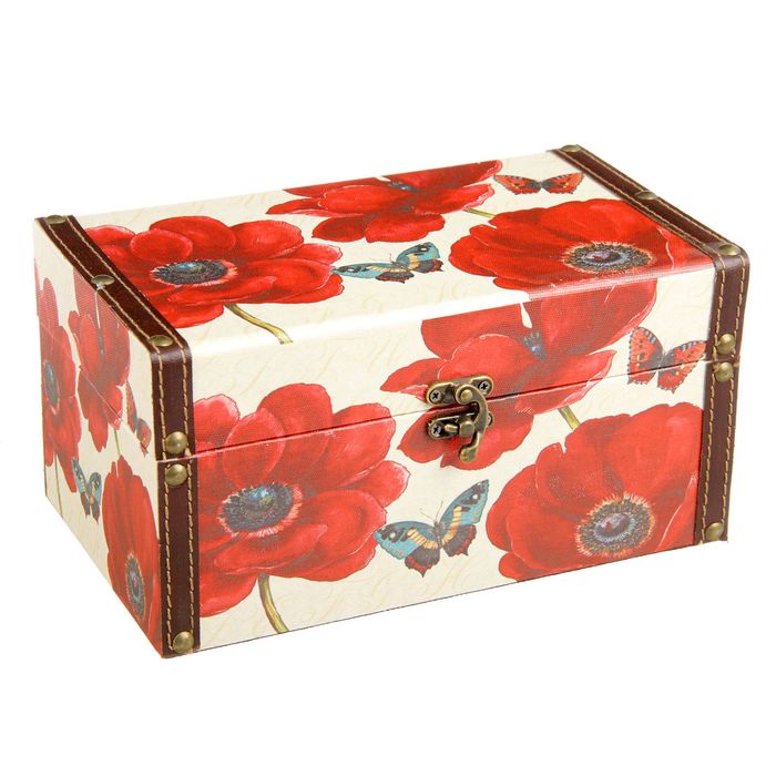 Шкатулка дерево "Красные маки" 12х24х14 см