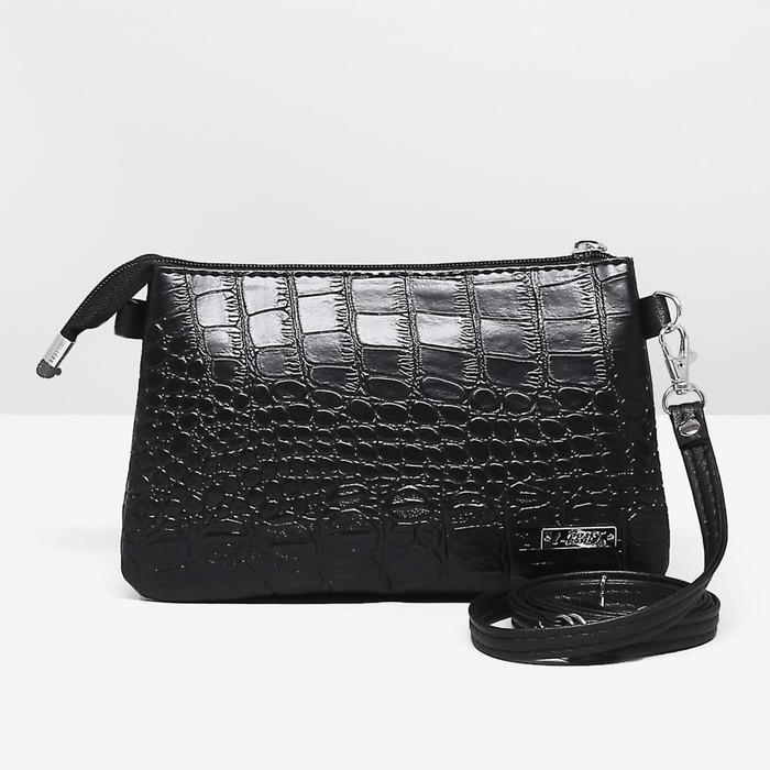 Сумка женская на молнии, 3 отдела, наружный карман, цвет чёрный