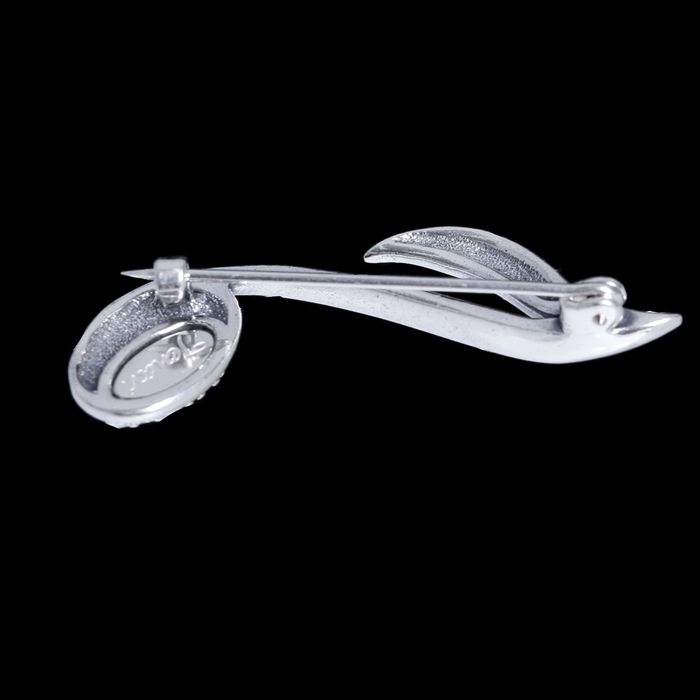 Брошь "Нота", цвет белый в чернёном серебре