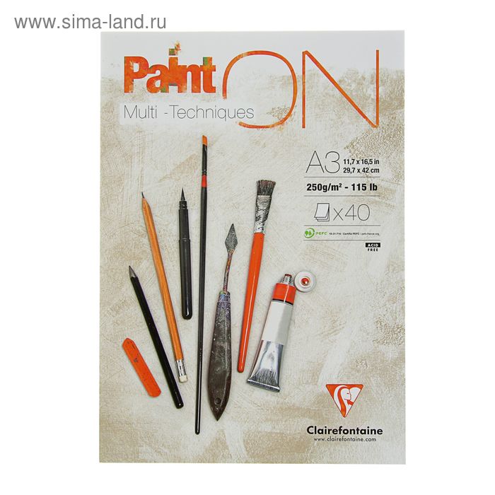 

Альбом для смешанных техник, А3, Clairefontaine 40 листов, 250 г/м2, склейка
