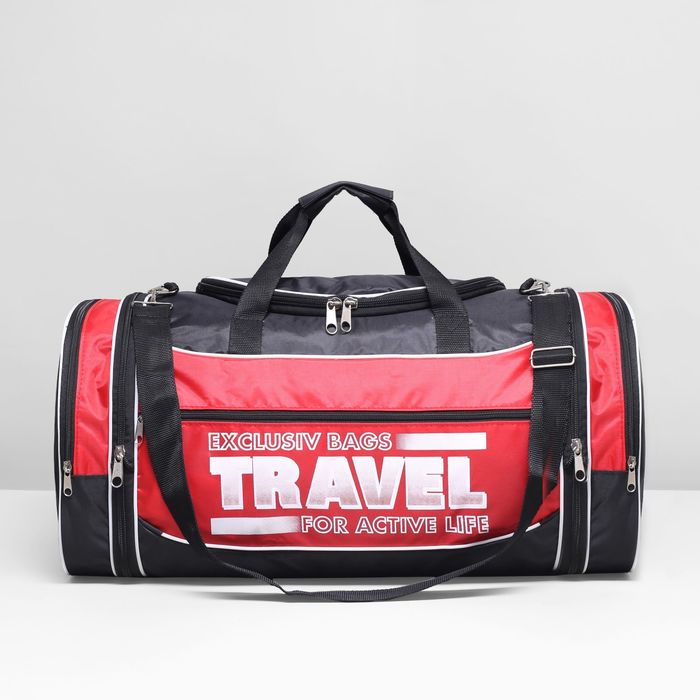 Сумка спортивная, трансформер, отдел на молнии, 3 наружных кармана, цвет чёрный/красный